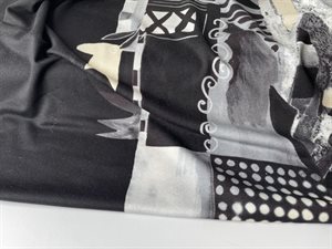 Viscosejersey - flot abstrakt i grå toner